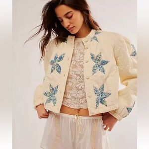 Free People Quinn Quilted Jacket - MultiColor Cotton NWOT Small